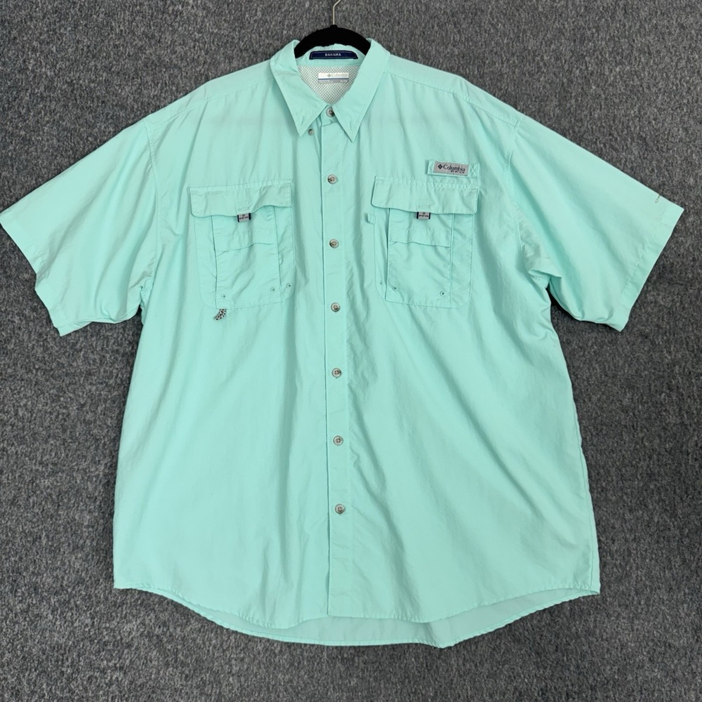 Columbia Bahama Fishing Shirt Aqua PFG Vented Button Up Men XL